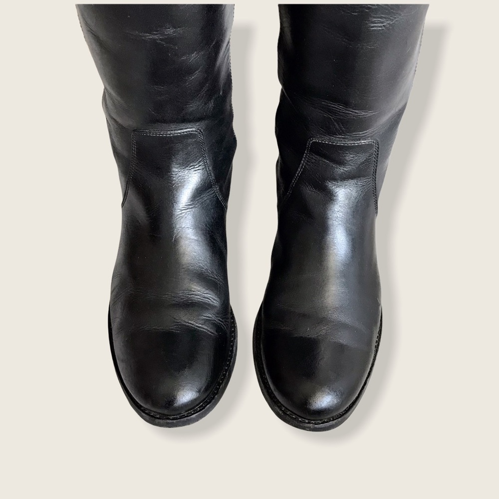 Frye Melissa Stud Black BackZip Tall Leather Boots - Picture 7 of 16